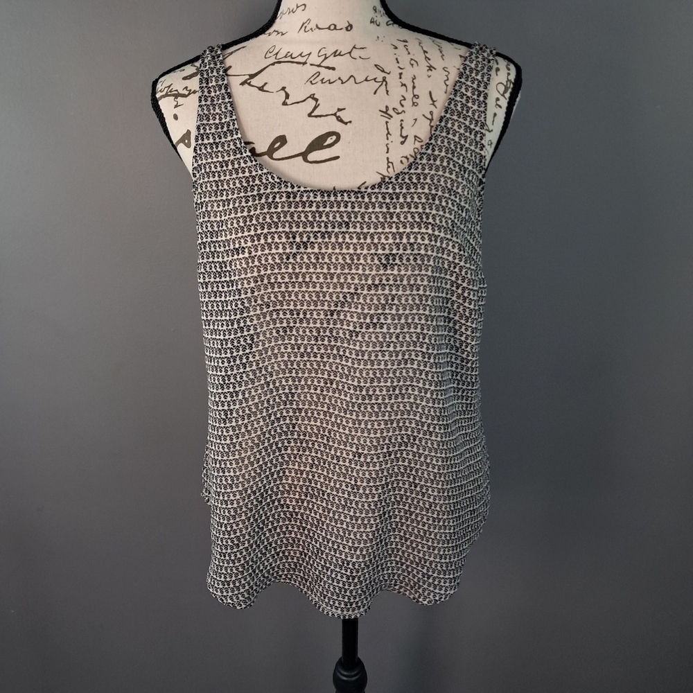 Old Navy Tank Top Womens Small Black Aztec Print Boho Lightweight Semi-Sheer